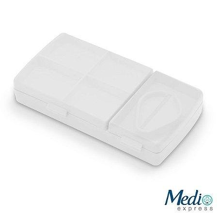 Porta Comprimido Diário 4 Divisórias com Cortador - Modelo Diário